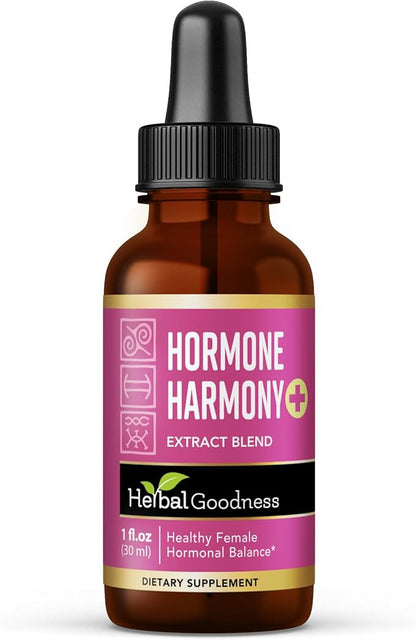 Herbal Goodness Hormone Harmony 1oz – Organic Hormone Balance Supplement for Women, Enriched with Probiotics, Menopause Relief, Fertility Support, PMS & Lactation Aid