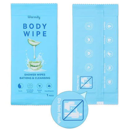 40 Pcs Body Wipes Individually Wrapped (9.29" x 8"), Large Shower Wipes for Adults Bathing No Rinse, Portable Personal Cleansing for Gym, Camping, Hiking, Backpacking,Bulk Homeless Supplies
