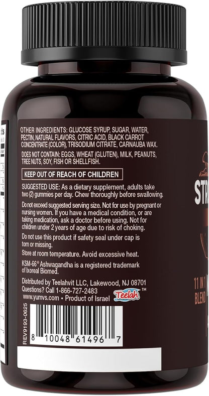Mushroom Gummies with Ashwagandha - 350mg 10-in-1 Mushroom Blend - Lions Mane, Cordyceps, Reishi, Chaga, Turkey Tail, Maitake, Shiitake - Gelatin Free, Vegetarian - 60 Count (2 Per Serving)