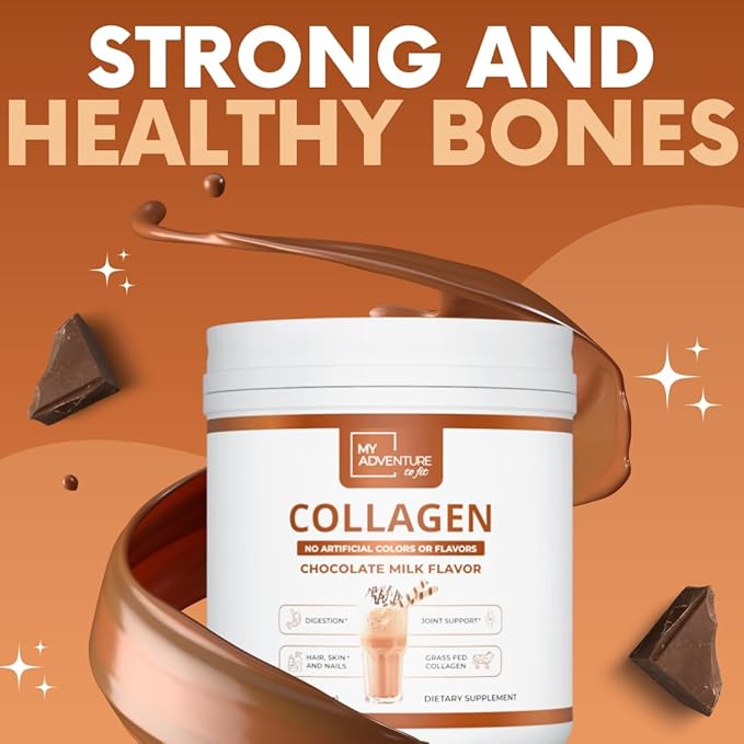My Adventure to Fit Hydrolyzed Collagen Powder for Women - Grass Fed for Muscle Growth & Chocolate Collagen Protein Powder - Keto Collagen Powder for Joints & Gut Health - Chocolate Milk 420g