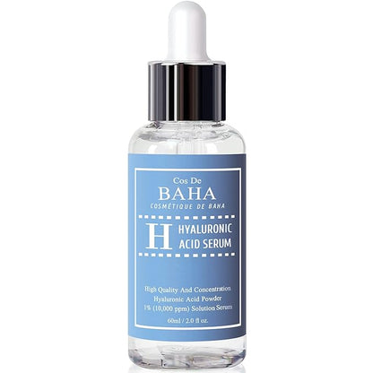 Cos De BAHA Hyaluronic Serum 2 Fl Oz – Pure Sodium Hyaluronate 10,000 ppm Hydrating Face Serum for Dry & Dehydrated Skin – Lightweight Fragrance-Free Korean Skincare Formula (60 ml)