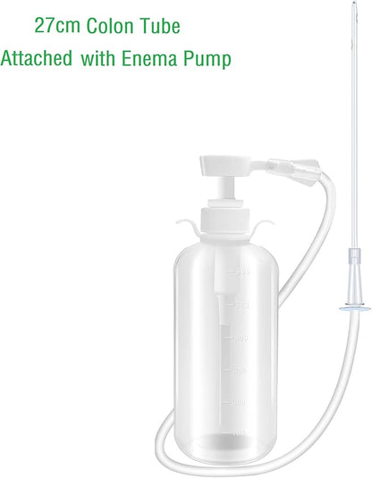 600ml Feminine Wash Enema Pump Bottle Kit 6Pcs Enema Nozzle Tips for Coffee Colon Cleansing Men Women, Anal Vaginal Douche Flush Spray Intimate Shower Irrigator Cleanser Enema Bucket Kit Hand Press