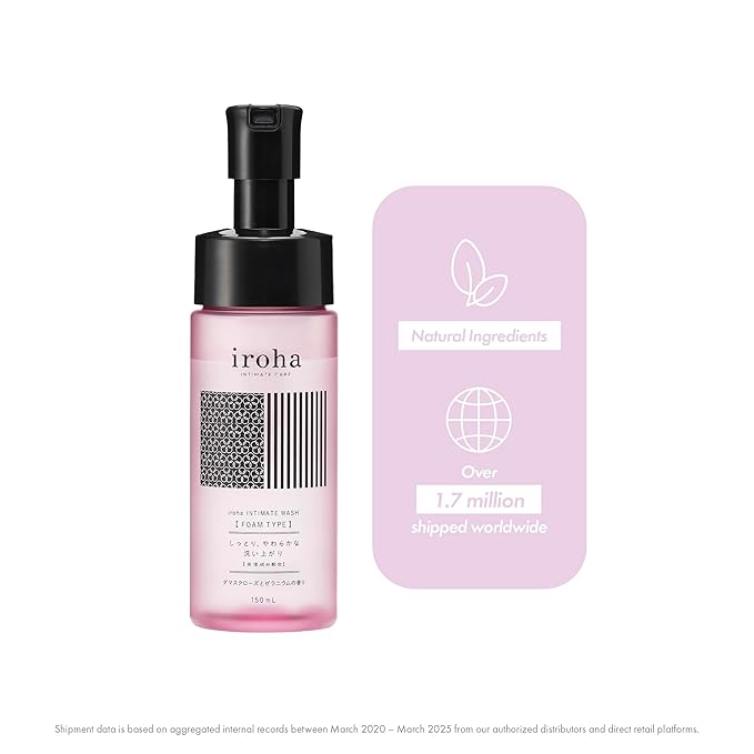 iroha Intimate Wash Foam Type – pH Balanced Botanical Feminine Wash with Damask Rose & Geranium | Relaxing Self Care Hygiene Therapy for Women| Made in Japan 5 fl oz