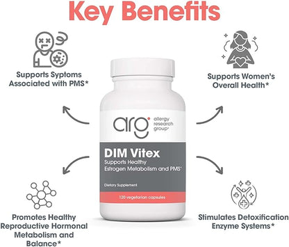 Allergy Research Group DIM Vitex - Supports Estrogen Metabolism - DIM with NAC and Vitamin B & Magnesium - 60 Servings - 120 Capsules