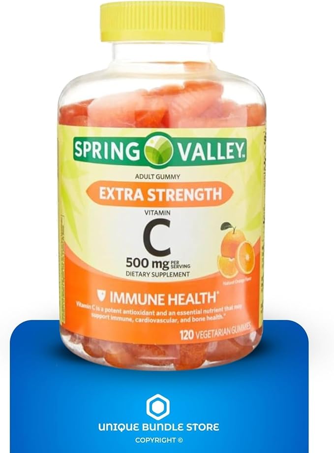 Vitamin C Gummies 500mg – 120 Count, Natural Orange Flavor, Daily Vitamin C Gummies for Adults, Chewable VIT C, Vegetarian, No Artificial Flavors or Sweeteners (Pack of 1)