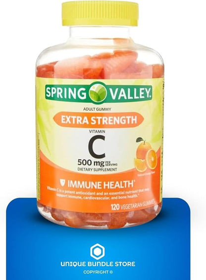 Vitamin C Gummies 500mg – 120 Count, Natural Orange Flavor, Daily Vitamin C Gummies for Adults, Chewable VIT C, Vegetarian, No Artificial Flavors or Sweeteners (Pack of 1)