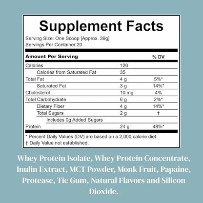 StrengthMD Physician Formulated Protein + Fiber Shake for GLP-1 Support | 24g Protein Grass-Fed Whey, 4g Fiber & Digestive Enzymes, Low Carb, No Added Sugar, Vanilla, 1.72 lb