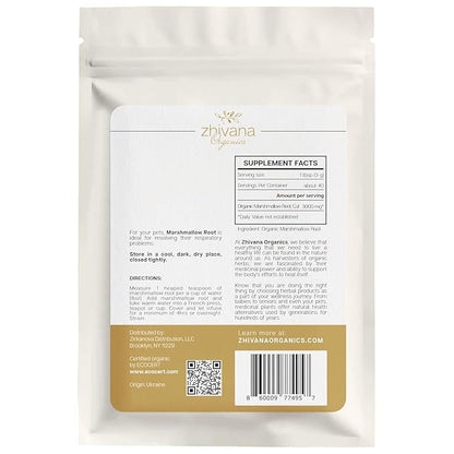 Marshmallow Root Tea Organic (4oz.) - Marshmellow Root Herb (Althea Officinalis) - Throat Tea - Great for Gut Lining, Digestion, Respiratory Health - Blood, Bones, Skin, Hair – 4 Ounces