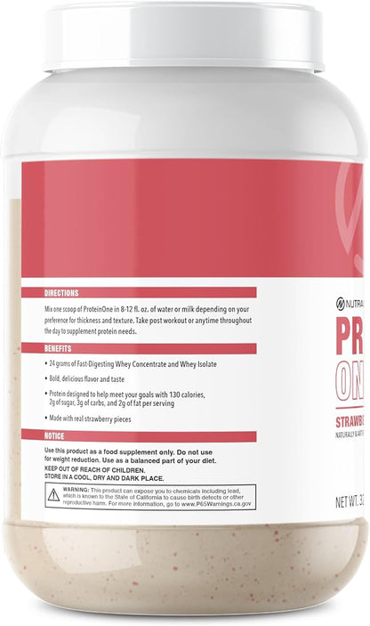 NutraOne ProteinOne Whey Protein Promote Recovery and Build Muscle with a Protein Shake Powder for Men & Women (Strawberry Milkshake, 2 LB)