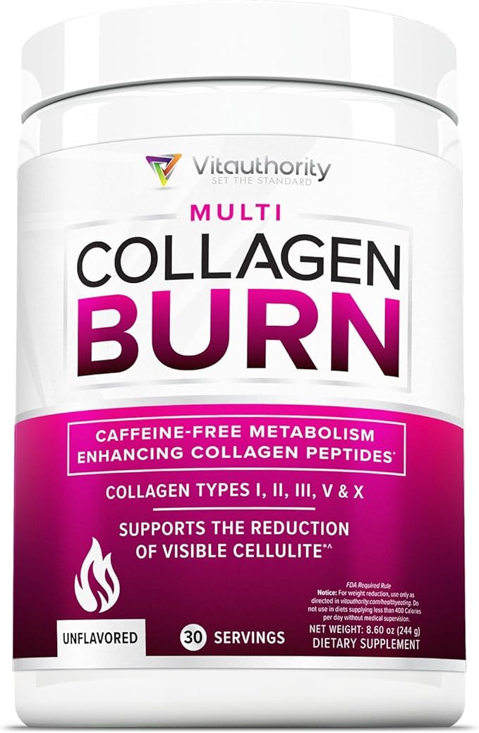 Hydrolyzed Collagen Powder for Weight Loss - Burn Ultimate Beauty Complex Multi Peptides Powder for Women with Types I II III V and X for Fat Burning Support Unflavored 30 Servings