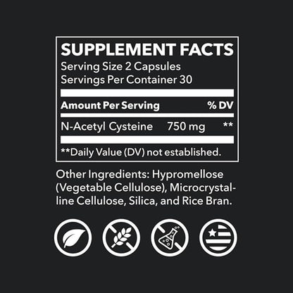 LifeSeasons N‑Acetyl Cysteine (NAC) 750 mg – Antioxidant & Detox Support Supplement – Glutathione Precursor, Immune & Respiratory Health, Liver & Cellular Protection – 60 Veg Capsules