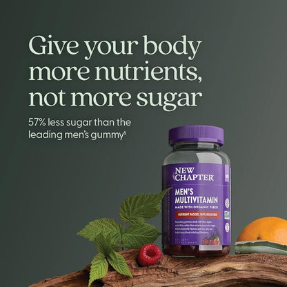 New Chapter Men’s Multivitamin Gummies, 57% Less Sugar, Men’s Gummy Vitamins with Vitamin C, D3 & Zinc, Non-GMO, Gluten Free, Berry-Citrus, 75ct