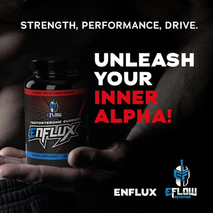 eFlow Nutrition Enflux Natural T Support with KSM-66 Ashwagandha - Supplement to Support Lean Body Mass for Men and Women - Fenugreek, DIM, Longjack & AstraGin - 90 Capsules (30 Day Supply)