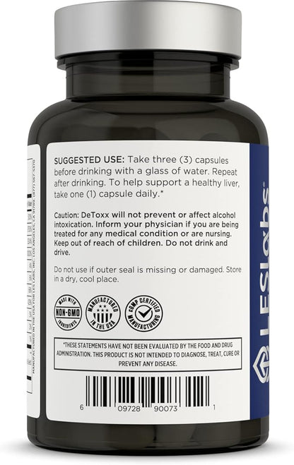 LES Labs DeToxx – Better Mornings & Recovery, Liver Support, Electrolyte Replenishment & Glutathione Support – Prickly Pear, Milk Thistle & NAC – Non-GMO Supplement – 60 Capsules (Pack of 2)