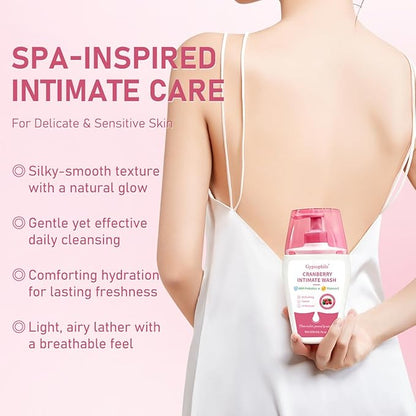 Cranberry Feminine Wash For Intimate Area Hygiene,pH Balance and Vitamin E for Vaginal wash,Non-Irritating,6.76 Fl Oz