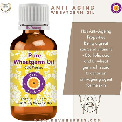 dève herbes Pure Wheatgerm Oil (Triticum vulgare) with Glass Dropper Cold Pressed 10ml (0.33 oz)