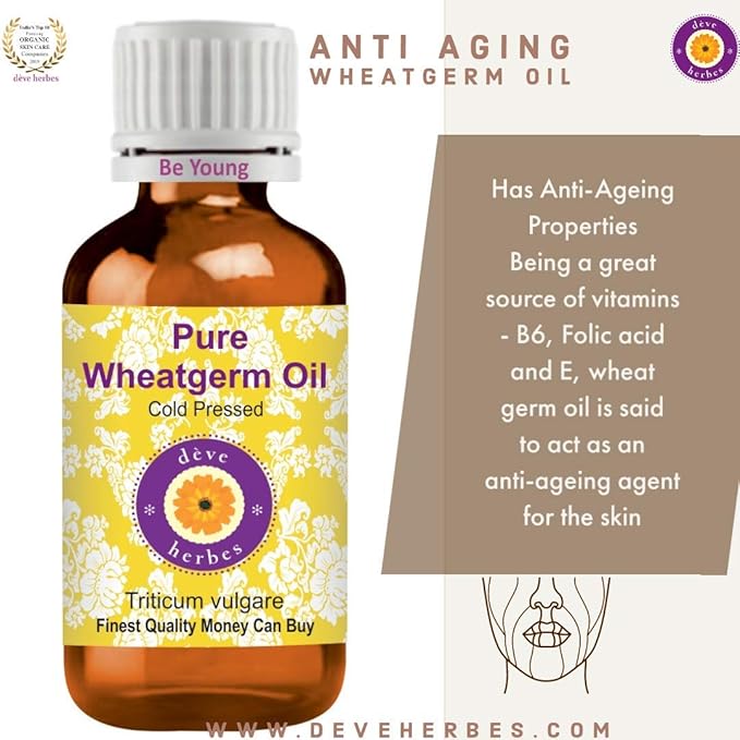 dève herbes Pure Wheatgerm Oil (Triticum vulgare) with Glass Dropper Cold Pressed 5ml for personal care (0.16 oz)