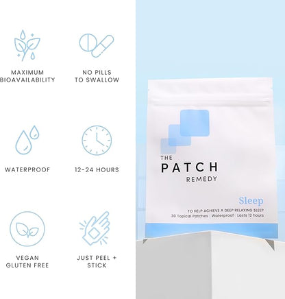 The Patch Remedy Sleep | Valerian, Passionflower, Hops, Magnesium Glycinate | 30 Patches