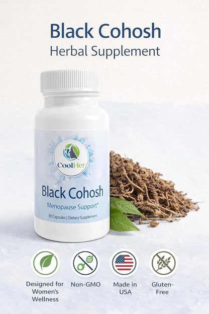 Menopause Support for Women – Hot Flash & Night Sweat Relief – Black Cohosh Supplement – Non-GMO, Gluten-Free – 30 Capsules
