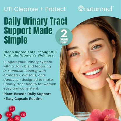 UTI Cleanse + Protect (3 Pack) Urinary Tract Support with D-Mannose, Cranberry, Hibiscus & Dandelion | Advanced Formula, Dietary Supplement - Non-GMO, Made in USA, GMP Certified