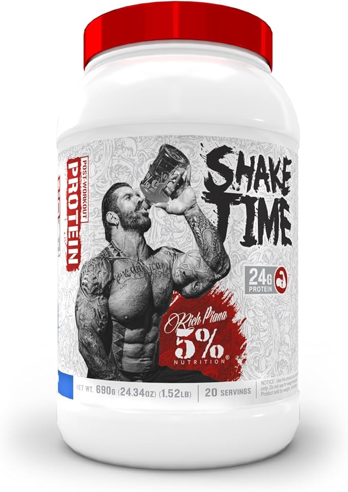 5% Nutrition Rich Piana Shake Time | 24g Animal Based Protein Drink | Grass-Fed Beef Isolate, Chicken, Egg | No Sugar or Soy (Cookies & Cream)