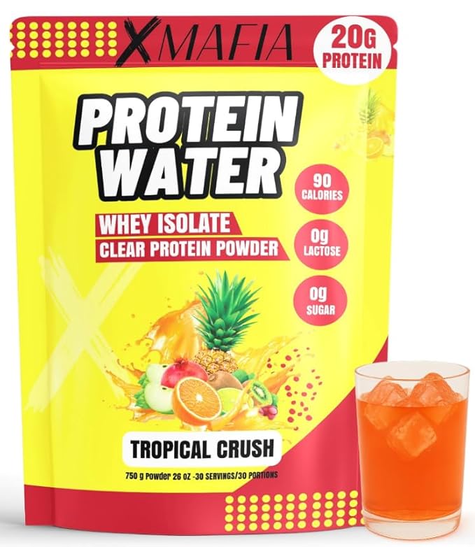 XMafia - Clear Whey Protein Isolate Powder – 20g Protein + Collagen Peptides, 30 Servings, Zero Sugar, Refreshing Light Protein Drink Water, Whey Powder Protein Shake, Lactose Free – Tropical
