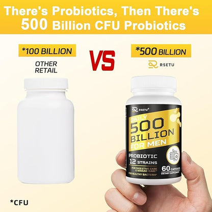 Probiotics for Men, 500 Billion CFUs & 12 Strains Mens Probiotic with Turmeric Cranberry, Goji, Gut Health for Men, for Digestive Health, Gut, Bloating & Gas, Immune, Energy Support, 60-Day Supply