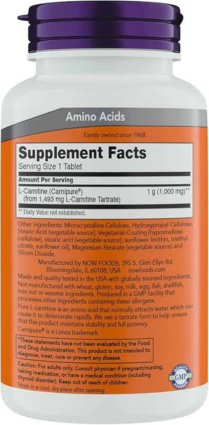 Now Supplements L-Carnitine 1000mg - 150 Tablets Value Size, Supports Lean Muscle Growth, Carnipure, Non-GMO, Kosher, Ideal for Vegans, Athletes, and Energy Support (Pack of 2)