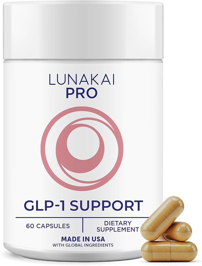 Lunakai PRO USA Made GLP-1 Supplement - Natural GLP 1 Support with Probiotics & Resveratrol – Supports Weight Management, Cravings & Metabolism, 60ct