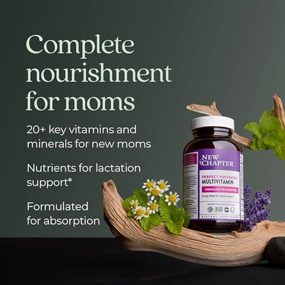 New Chapter, Postnatal Vitamins Lactation Supplement, Complete Multivitamin with Fermented Vitamin D3 + B Vitamins, Made with Organic Vegetables & Herbs, Non-GMO Ingredients, 192 Count