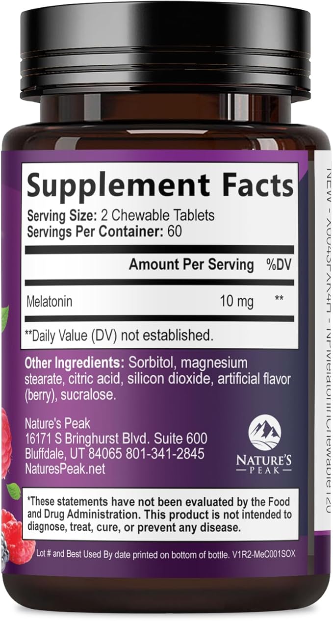 Melatonin 10mg Per Serving - Fast Dissolve Sleep Support Supplements for Adults - Extra Strength Melatonin Tablets for Restful Sleep Support, Strawberry Flavor, Vegetarian - 60 Day Supply