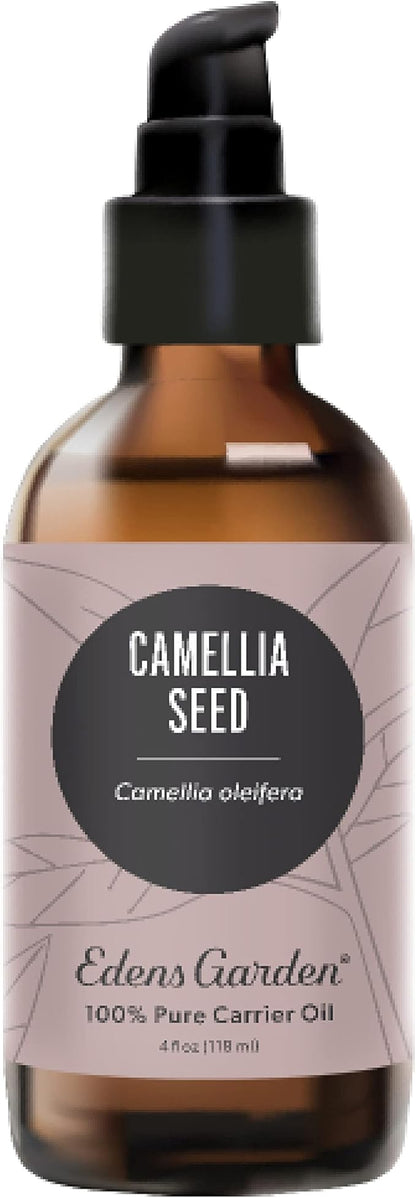 Edens Garden Camellia Seed Carrier Oil- 100% Pure Premium Cold Pressed & Hexane Free, Natural Moisturizer for Face, Skin, Hair, Scalp & Nail Care, Diluting Essential Oils & Massage 118 ml (4 fl oz)