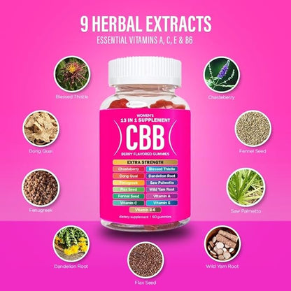 Curvy Body Bears CBB 13 in 1 Women’s Multivitamin Gummies | Herbal & Vitamin Gummy Supplement for Daily Wellness | Berry Flavor | 60 Gummies
