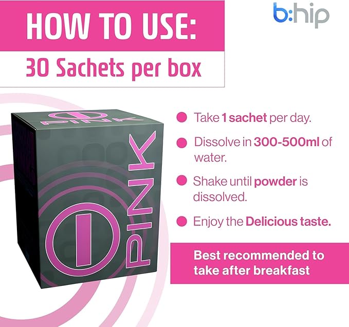 bhip Pink for Women (Alive) - Pure Blend for Vitality, Stamina & Clarity, Energy Drink Mix Packets - Ideal for Active Women on The Go - 30 Servings