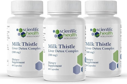 Milk Thistle Liver Detox Complex – Clinical-Grade Liver Support Supplement with Turmeric, Dandelion, Beet, Picrorhiza, Black Pepper – Phase I & II Detox – 60 Capsules – Non-GMO (3-Pack)
