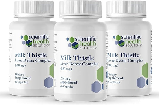 Milk Thistle Liver Detox Complex – Clinical-Grade Liver Support Supplement with Turmeric, Dandelion, Beet, Picrorhiza, Black Pepper – Phase I & II Detox – 60 Capsules – Non-GMO (3-Pack)