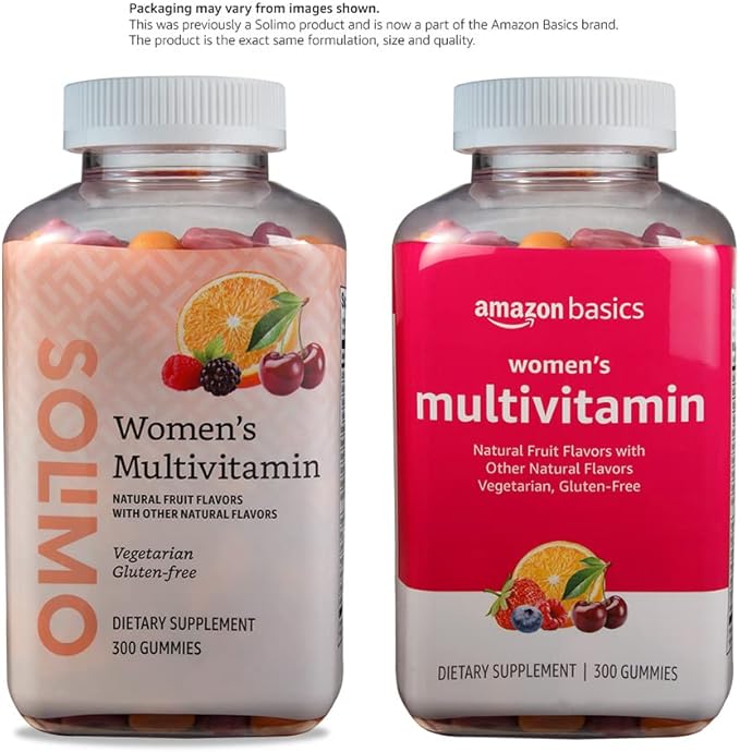 Amazon Basics Women's Multivitamin, Mixed Berry Flavor, Vegetarian & Gluten-Free, 300 Gummies (150 Servings) (Previously Solimo) (Pack of 3)