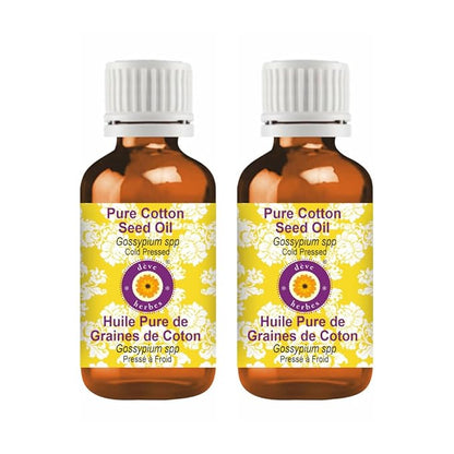 Deve Herbes Pure Cotton Seed Oil (Gossypium spp) Cold Pressed 100ml X 2 (6.76 oz)