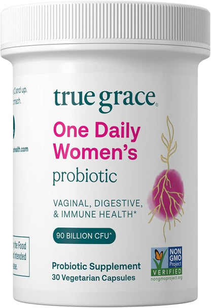 True Grace One Daily Women’s Probiotic - 30 Vegetarian Capsules - 90 Billion CFU - Digestive, Vaginal & Immune Health - Gluten & Soy Free