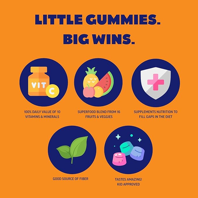 Citra-Berry Superfood Gummies for Kids – Kids Multivitamin Gummies with 16 Fruits & Vegetables, Fiber, Zinc & Iodine – Immune & Wellness Support, Fun and Great Tasting