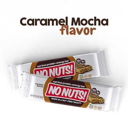 No Nuts! Caramel Mocha Protein Bars Nut-Free & School-Safe | 12g Plant Protein, Dairy-Free, Vegan, Gluten-Free, Non-GMO, Organic, Kosher | 12 Count