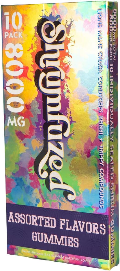 Shrumfuzed Shrumfuzed - Proprietary Nootropic Gummy 8000mg - Lion's Mane, Reishi, Chaga, and Cordycep Nootropic Mushroom Blend (10, Assorted)
