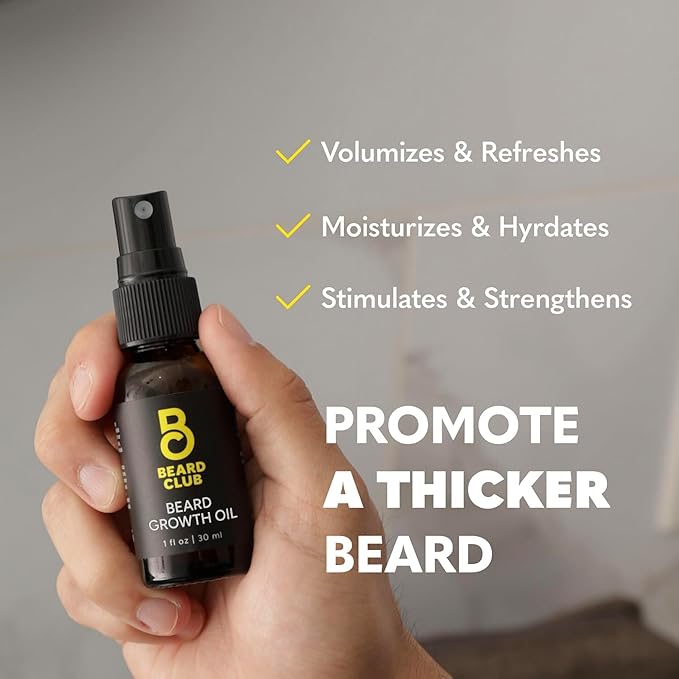 The Beard Club Biotin Beard Growth Oil Vitamin Spray for Facial Hair Growth - Natural Formula for Fuller, Thicker Beard, Easy-to-Use, Nourishing & Soothing for All Beard Types & Skin