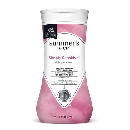 Summer?s Eve Simply Sensitive Daily Gentle Feminine Wash, Removes Odor, pH balanced, 9 fl oz