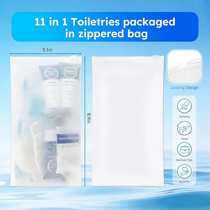 Travel Hygiene Kit Personal Toiletries Bulk, Disposable Homeless Care Package Supplies, Men Toiletry Set Cleaning Essentials Individually Wrapped for Camping, Travel, Relief, Charity (11-in-1, 5)