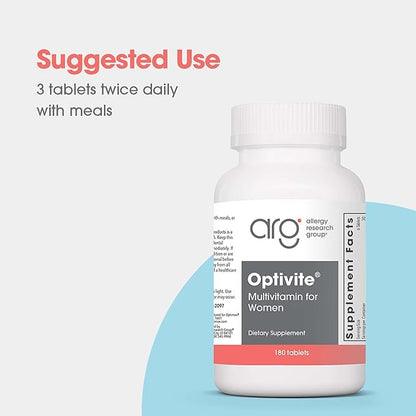 Optimox ARG Optivite - Women’s Multivitamin Multimineral - Hormone Balance & PMS Support - Enhanced with Flavonoids, Enzymes & Betaine HCl - 30 Servings - 180 Count