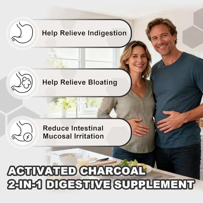 2 Pack Activated Charcoal Gummies 1200mg, with Organic Coconut Shell Charcoal & 2 Billion Probiotics, Natural Gas & Bloating Relief, Digestive Support, Non-GMO, Vegan, Gluten Free,Blueberry Flav,120Ct