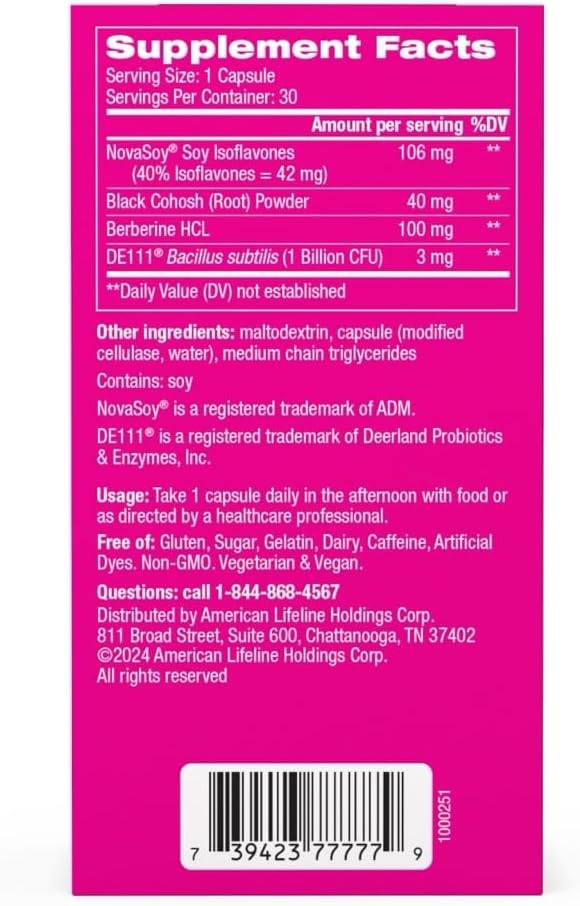 Florajen Triple-Action Menopause Probiotic - Hormonal Balance, Hot Flash, & Mood Swing Relief - Weight Management & Digestive Support - Featuring Berberine, Black Cohosh, & Botanical - 30 Capsules