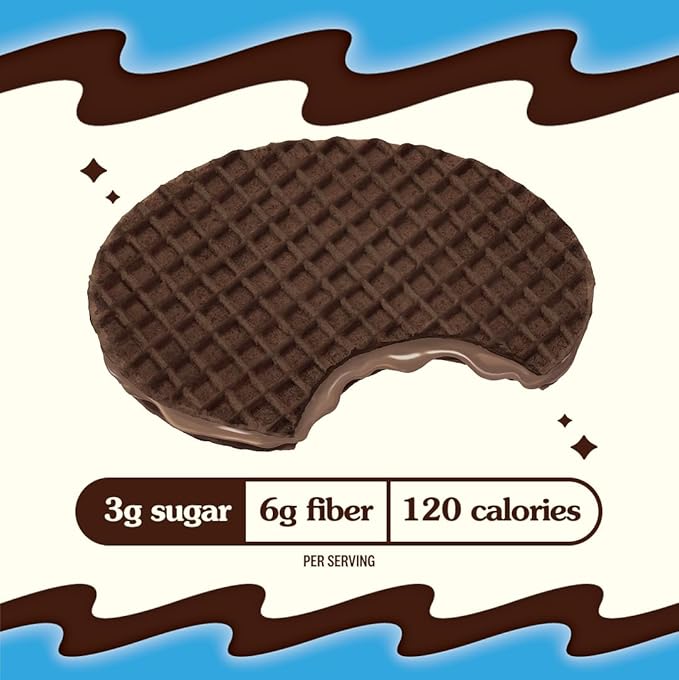 Rip Van Wafels Cookies & Cream Stroopwafels - Healthy Snacks - Non GMO Snack - Keto Friendly - Office Snacks - Low Sugar (3g) - Low Calorie Snack - 12 Count