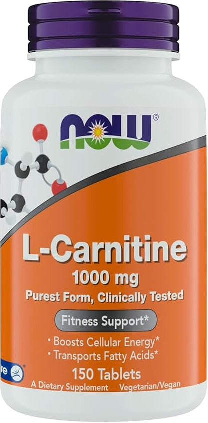Now Supplements L-Carnitine 1000mg - 150 Tablets Value Size, Supports Lean Muscle Growth, Carnipure, Non-GMO, Kosher, Ideal for Vegans, Athletes, and Energy Support (Pack of 2)